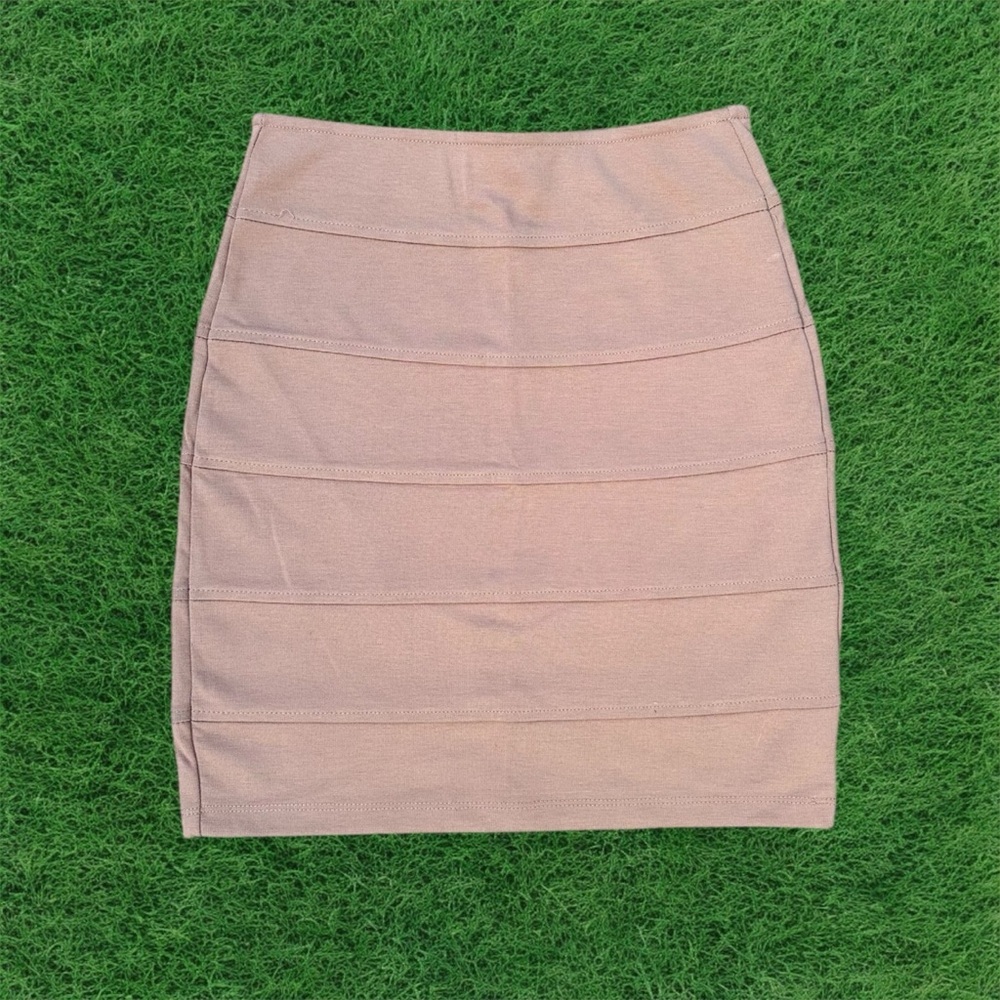 Tan Fitted Stretchy Mini Skirt
